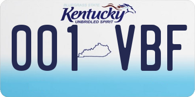 KY license plate 001VBF