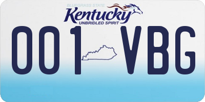 KY license plate 001VBG