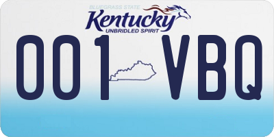 KY license plate 001VBQ