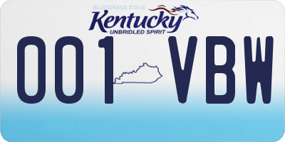 KY license plate 001VBW