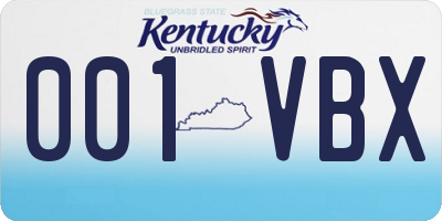KY license plate 001VBX
