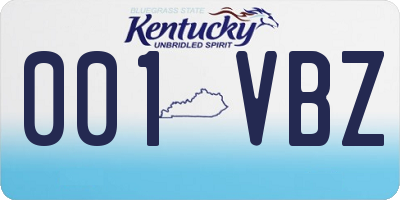 KY license plate 001VBZ