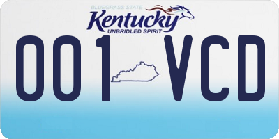 KY license plate 001VCD