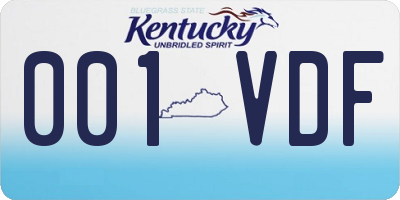 KY license plate 001VDF