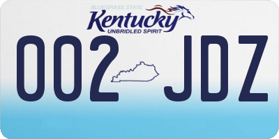 KY license plate 002JDZ