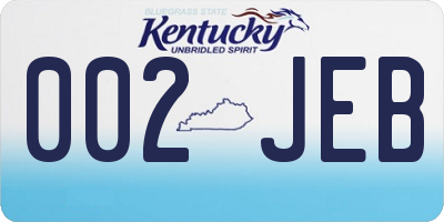 KY license plate 002JEB