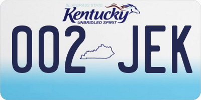 KY license plate 002JEK