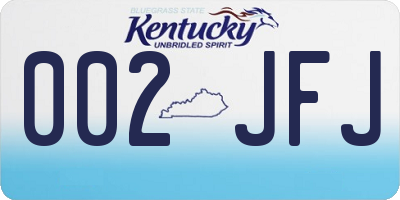KY license plate 002JFJ