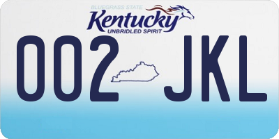 KY license plate 002JKL