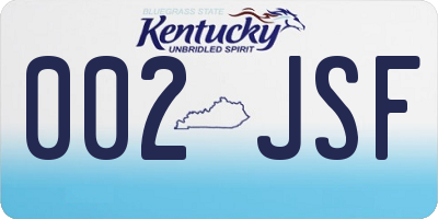 KY license plate 002JSF