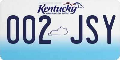 KY license plate 002JSY
