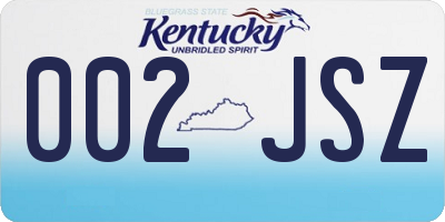 KY license plate 002JSZ