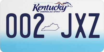 KY license plate 002JXZ