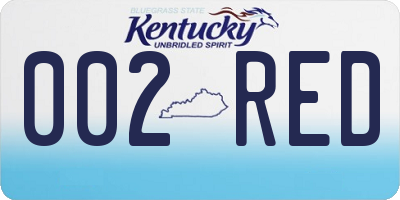 KY license plate 002RED