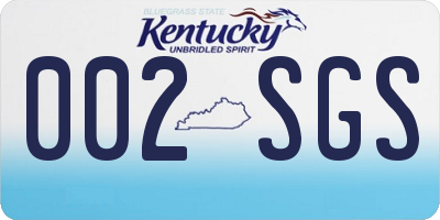 KY license plate 002SGS