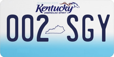 KY license plate 002SGY