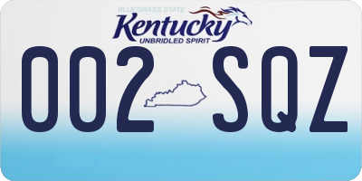 KY license plate 002SQZ