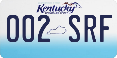 KY license plate 002SRF