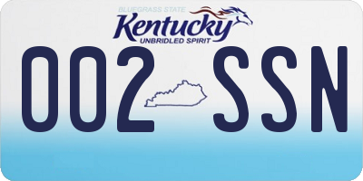 KY license plate 002SSN