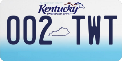 KY license plate 002TWT