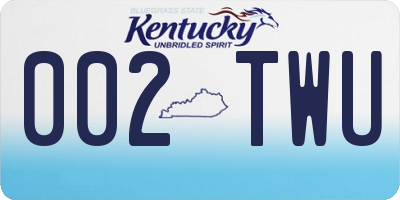 KY license plate 002TWU