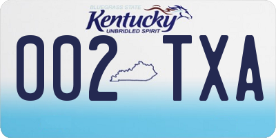 KY license plate 002TXA