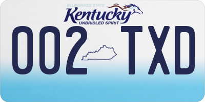KY license plate 002TXD