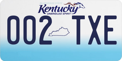KY license plate 002TXE