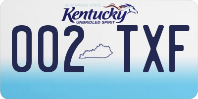 KY license plate 002TXF