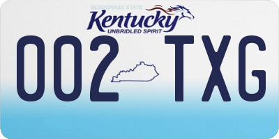 KY license plate 002TXG