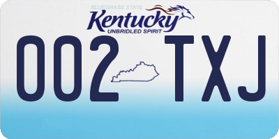 KY license plate 002TXJ