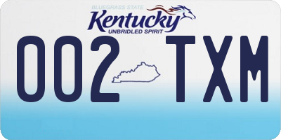 KY license plate 002TXM