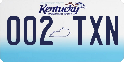 KY license plate 002TXN