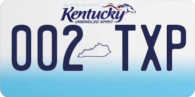 KY license plate 002TXP