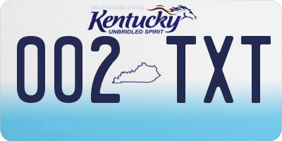 KY license plate 002TXT