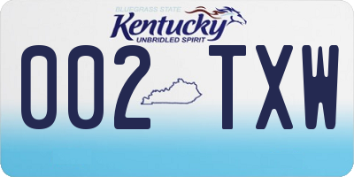 KY license plate 002TXW
