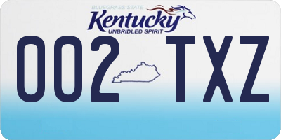 KY license plate 002TXZ
