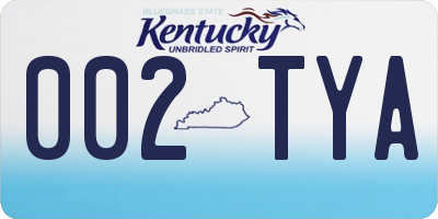 KY license plate 002TYA