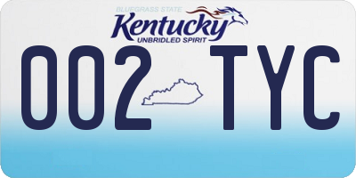 KY license plate 002TYC