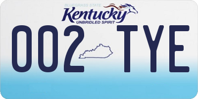 KY license plate 002TYE