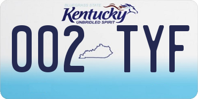 KY license plate 002TYF