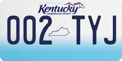 KY license plate 002TYJ