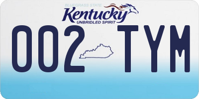 KY license plate 002TYM