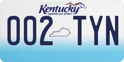 KY license plate 002TYN