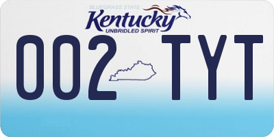 KY license plate 002TYT