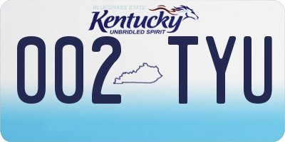 KY license plate 002TYU