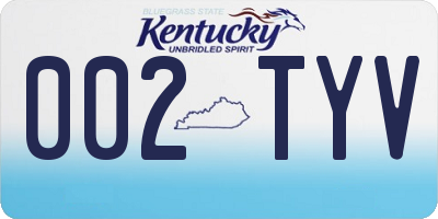 KY license plate 002TYV