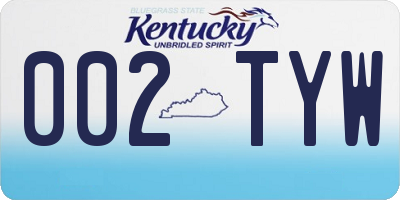 KY license plate 002TYW