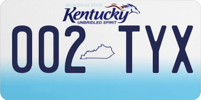 KY license plate 002TYX