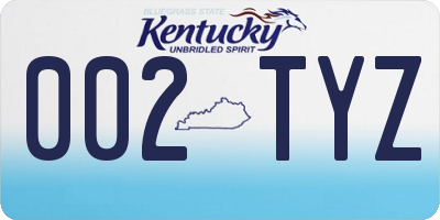 KY license plate 002TYZ